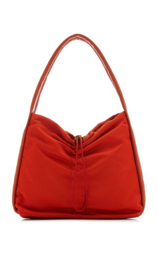 Staud + Felix Ruched Nylon Shoulder Bag in Orange
