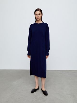 12 STOREEZ + Side Slit Ribbed Wool-Cashmere Dress