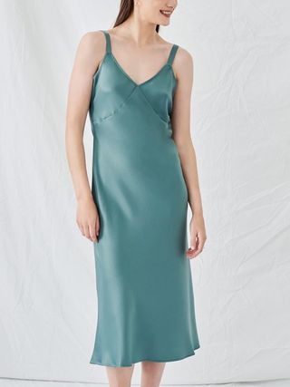 Omnes + Florence Seamed Cami Slip Dress in Seagrass Green