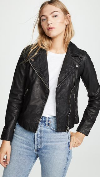 Madewell + Washed Leather Motorcycle Jacket