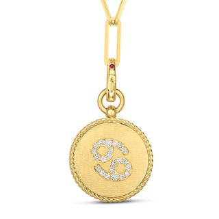 Roberto Coin + 18K Diamond Cancer Zodiac Medallion Pendant
