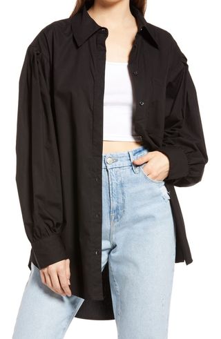 Open Edit + Oversize Poplin Button-Up Shirt