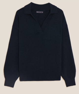 M&S Collection + Collared Relaxed Jumper With Wool