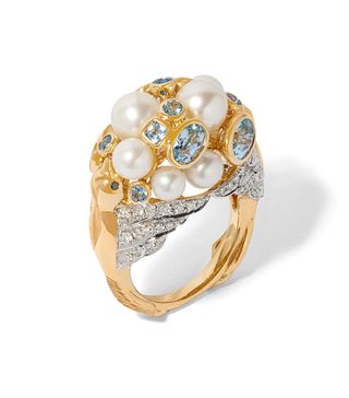 Annoushka x Temperley + 18ct Gold Pearl Diamond Lovebirds Ring