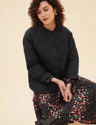 Per Una + Padded Collarless Puffer Jacket