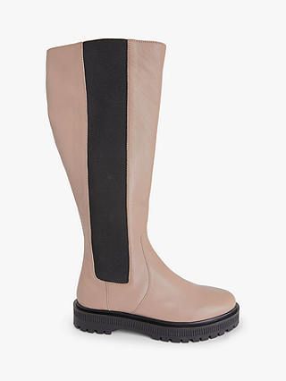 John Lewis & Partners x Erica Davies + Violett Leather Long Boots in Taupe