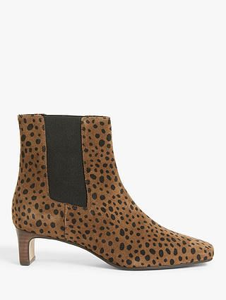 John Lewis & Partners x Erica Davies + Valentina Suede 90's Heel Chelsea Boots in Spotted Cheetah