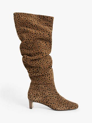 John Lewis & Partners x Erica Davies + Valentino Suede Long Boots in Spotted Cheetah