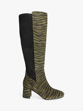 John Lewis & Partners x Erica Davies + Viola Suede Long Boots in Khaki/Zebra