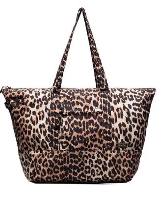 Ganni + Leopard-Print Shoulder Bag