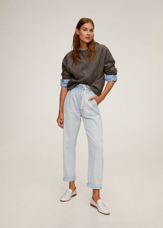 Mango + Baggy Straight Jeans With Drawstring Waist
