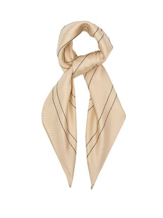 Toteme + Logo-Embroidered Silk-Twill Scarf