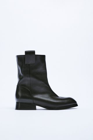 Zara + Charlotte Gainsbourg Collection Low Heel Leather Ankle Boots