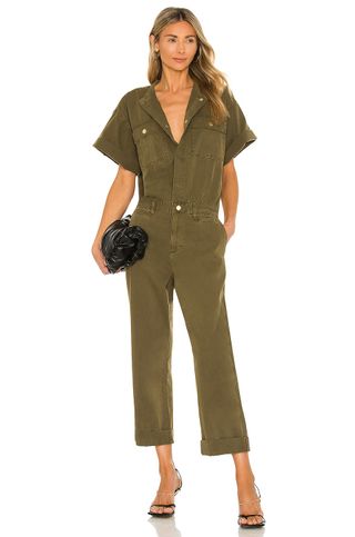 Frame + Le Tomboy Jumpsuit in Washed Moss