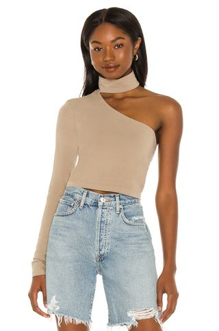 Cotton Citizen x Revolve + Brisbane Cutout Turtleneck in Sand Dollar