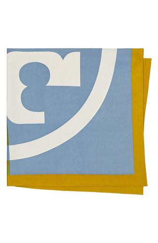 Tory Burch + Colorblock Logo Silk Square Scarf