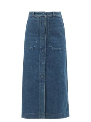 Chloé + High-Rise Buttoned Denim Skirt