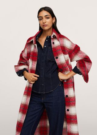 Mango + Checked Oversize Coat