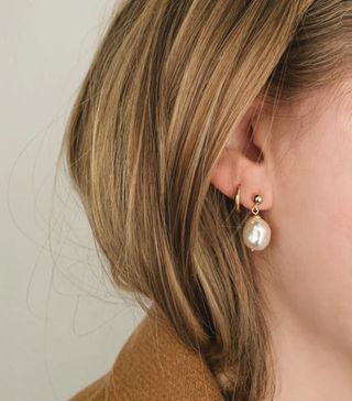 Kinn + Baroque Pearl Drop Earrings 14k Solid Gold