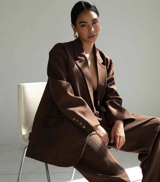 Re Ona + Joey Oversized Blazer Chocolate