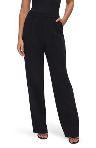 Good American + Luxe Suiting Column Wide Leg Trousers