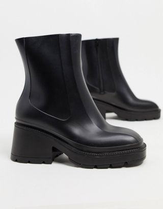 ASOS + Grounded Heeled Rain Boots