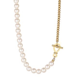 Kzzillik + 14k Gold Plated Beaded Toggle Clasp Pearl Necklace