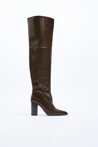Zara + High Heel Leather Boots