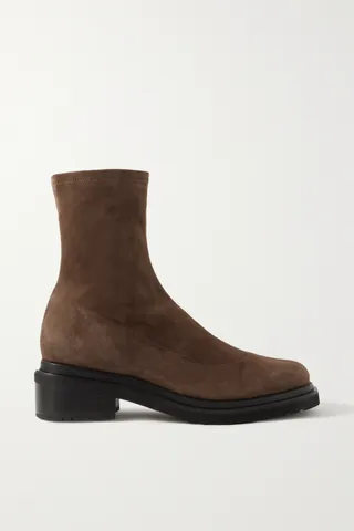BY FAR + Kah Stretch-Suede Ankle Boots