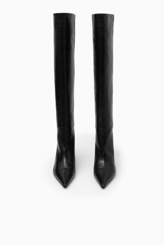 COS + Pointed-Toe Leather Knee-High Boots