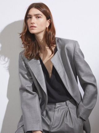 Raey + Oversized Collarless Wool-Blend Suit Jacket