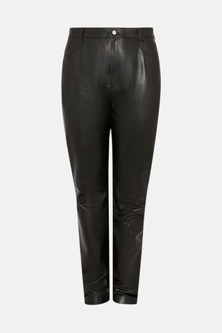 Karen Millen + Curve Leather Five Pocket Straight Leg Jean