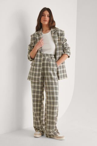 NA-KD + Straight Checked Suit Pants Multicolor