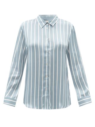 Asceno + London Striped Sandwashed-Silk Pyjama Shirt