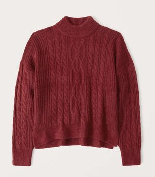 Abercrombie and Fitch + Cable Wedge Mockneck Sweater