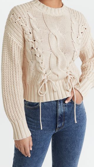 525 + Cotton Cable Sweater With Lacing