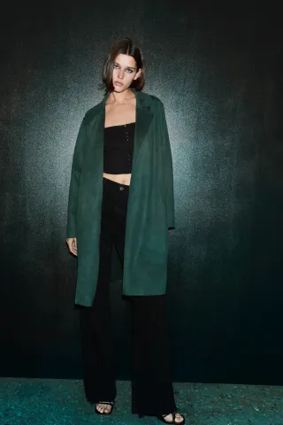 Zara + Faux Suede Twill Coat