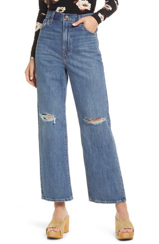 Levi's + High Waisted Wide Leg Distressed Jeans