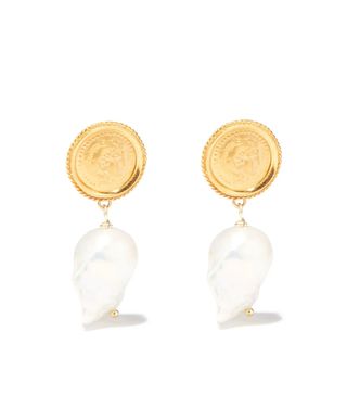 Hermina Athens + Hercules Lost Sea Pearl & Gold-Plated Earrings