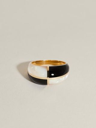 J. Hannah + Form Inlay Ring II in Onyx & Mother of Pearl