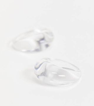 ASOS Design + Pack of 2 Clear Domed Plastic Rings
