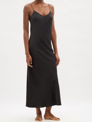Asceno + Lyon Sandwashed-Silk Slip Dress