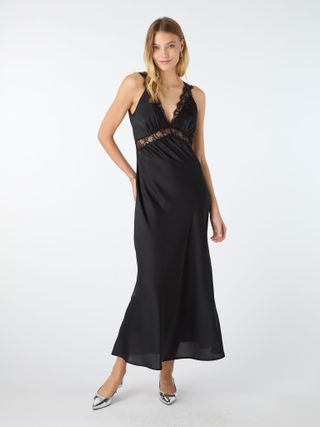 Omnes + Aurelia Lace Trim Maxi Dress in Black
