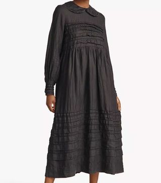 Ghost + Martha Tiered Ramie Linen Dress, Black