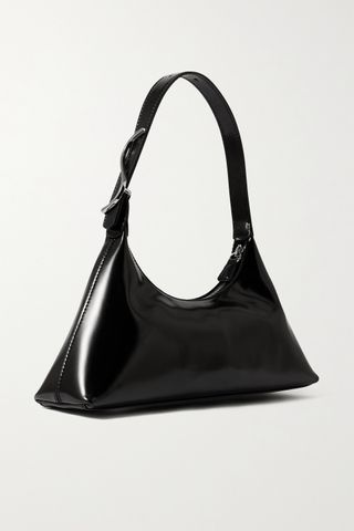 Staud + Estelle Glossed-Leather Shoulder Bag
