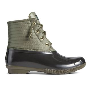 Sperry + Saltwater Puff Nylon Quilted Duck Boot in Olive