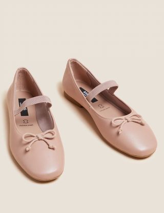 M&S Collection + Leather Bow Ballet Pumps