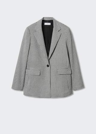 Mango + Houndstooth Wool-Blend Blazer