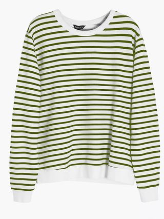 Baukjen + Samara Stripe Cotton Sweatshirt, Khaki/White