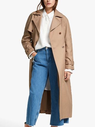 Mother of Pearl + Organic Cotton Pleat Back Trench Coat, Mink